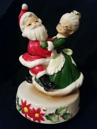 Vintage Josef Originals Santa Mrs Claus Dancing Musical Figurine