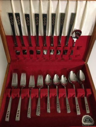 49 Pc 8 Place Settings Stanley Roberts Japan Mid Century Mcm Stainless Flatware