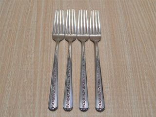 Qty 4 Towle Rambler Rose Sterling Silver 7 - 1/2” Dinner Forks No Mono 184g