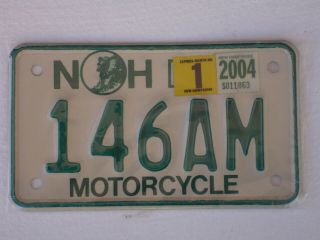 Hampshire Antique Motorcycle License Plate,  Tag,