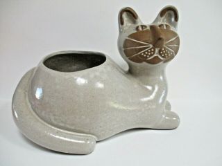 Vintage David Stewart Lions Valley Stoneware Pottery Large Cat Planter