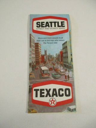 Vintage 1970 Texaco Seattle Oil Gas Station Street And Vicinity Maps Box Z5
