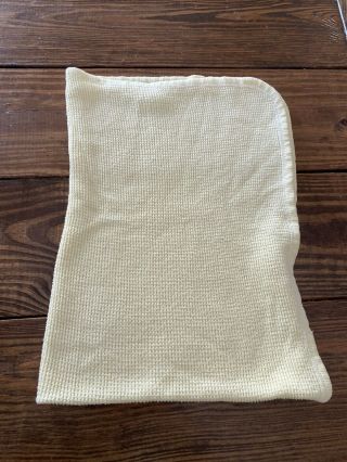 Vintage Curity Yellow Cotton Waffle Thermal Weave Baby Receiving Blanket Usa