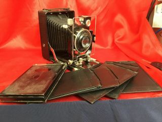 Antique F.  Deckel Munchen Folding Camera With Meyer Gorlitz 4.  5 F=13.  5cm Germany