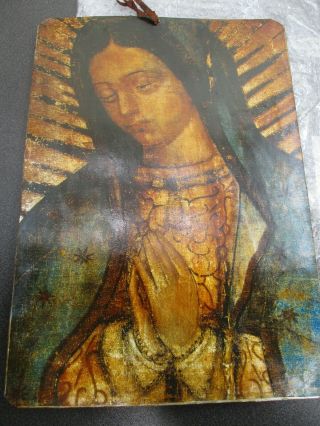 Antique Mexican Religious Figure Folk Art On Tin Measures 15 3/4 " H X 11 " W