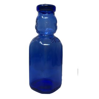 Vintage Brookfield Milk Bottle Baby Face Top Cobalt Blue 9 1/2 "