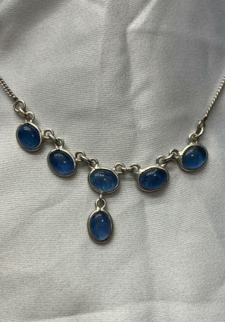 Vintage 925 Silver Necklace With Blue Stones