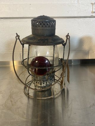 E.  T.  Wright & Co.  Vintage Railway/railroad Lantern Cnr Embossed Globe Rare