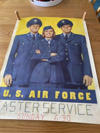 Vintage U.  S.  Air Force Poster Dated 1/15/1951 Signed By The Artist