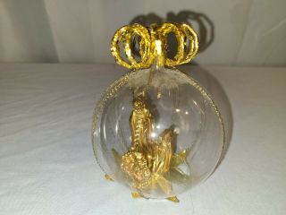 Vintage Resl Lenz German Glass Nativity Scene Gold Foil Ornament