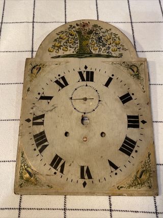 Antique 1800’s Wood Dutch Hand Painted Clock Face Marked 1820