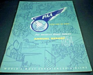 Vtg Pan Am Airlines Annual Report 1954 Pan Am Airlines Guided Missile Range A8