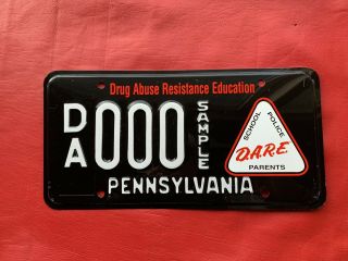 Pennsylvania Dare Sample License Plate Pa Penna Drug Abuse Resistance Education