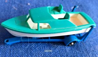 Vintage 1966 Lesney Matchbox Blue Boat And Trailer No.  9 - D White Hull England