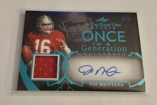 B18,  737 - 2020 Leaf In The Game Autograph Jersey Joe Montana 1/6 49ers