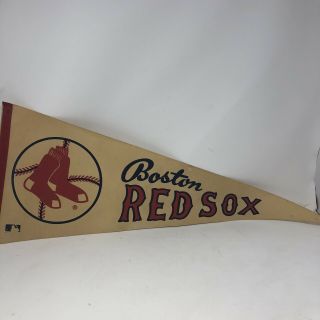 Vintage 1960s Boston Red Sox Souvenir Felt White & Red Pennant Mlb
