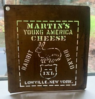 Antique Advertising Stencil Cheese Martins Young America Rabbit Lowville Ny 2