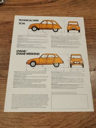 Citroen 2CV / Dyane Vintage Sales Brochure.  1975 Illustrated Throughout 2