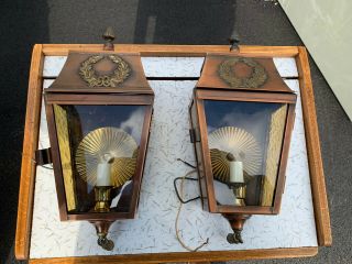 Vintage Brushed Brass Metal Candle Lantern Carriage Lamp Coach