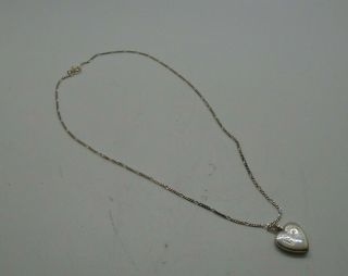 Vintage Silver Heart Locket Pendant 1cm On A Chain Etched Detail On Heart
