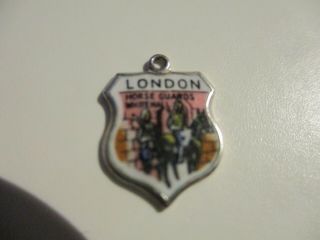 London Horse Guards Whitehall Vintage Silver Enamel Shield Charm