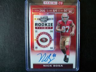 Nick Bosa Auto/rc 2019 Contenders Optic Red Rookieticket Rps From Panini