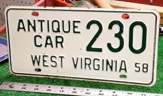 West Virginia - 1958 Antique Auto License Plate - 2nd Yr Of Issue,