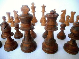 Vintage Antique French Lardy Staunton Chess Set 3 3/8 " King Complete