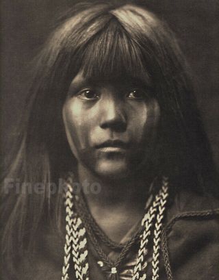 1900/72 Edward Curtis Vintage Native American Indian Girl Mohave Tribe Photo Art