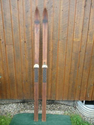 Antique Skis 83 " Long With Old Patina Finish,  Pointed Tips At Top