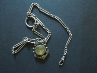 2017 Antique/artdeco 800 Silver Pocket Wach Chain Compass Fob See
