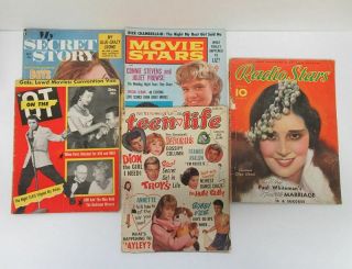 (5) Vintage [1935 - 1963] Magazines Radio Movie Stars Teen Life On The Q.  T.  Yz5563