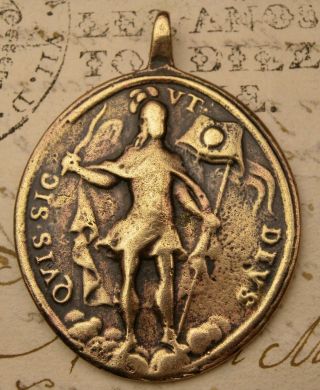 Antique 18th Century Saint Michael Archangel Catholic Holy Trinity Bronze Medal