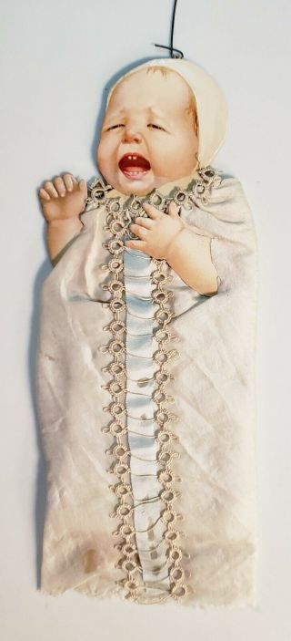 Antique Victorian Baby Cotton Paper Doll Diecut Lithograph German Scrap Ornament