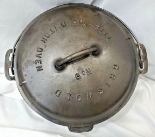 Vintage Antique Griswold Tite - Top No.  9 Cast Iron Dutch Oven 834 W/ Lid 2552 Usa