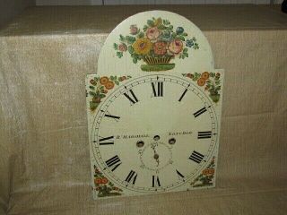 Antique Grandfather Clock Dial Hand Painted