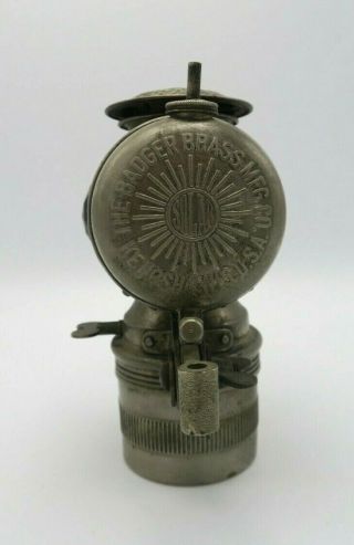 The Badger Brass Mfg.  Co.  Solar Carbide Gas Light Lamp Lantern 1890 