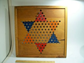 Vintage Wood Chinese Checkers Game Board 17 " X 17 " - As Pictured