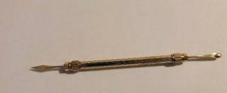 Antique Victorian 10k Gold Retractable Combination Toothpick And Ear Wax Spoon