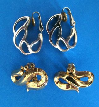 Vintage Trifari Signed Clip Ear Rings.  Two Pairs.