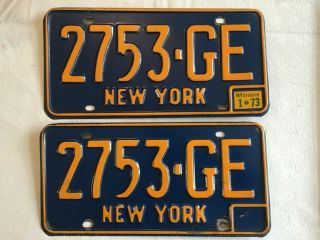 Pair 1973 York License Plate Tag 1966 1967 1968 1969 1970 1971 1972