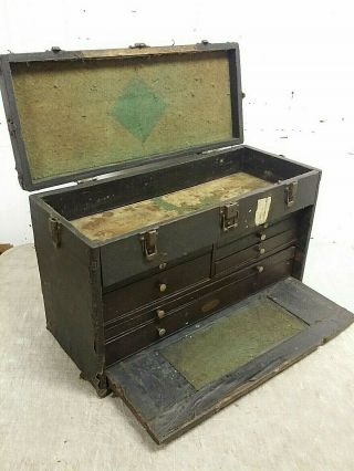 Antique H.  Gerstner & Sons 7 Drawer Wood Machinist Tool Box Chest For Restoration
