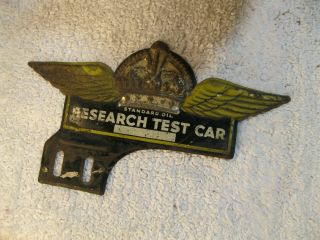 Vintage Standard Oil Research Test Car License Plate Topper