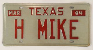 Tx Vanity H Mike Michael License Plate Micheal Mickey Mikael Mitch Mikey Miguel