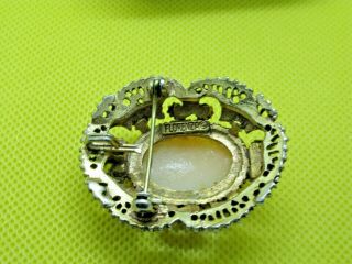 Vintage Victorian Revival Cameo Signed Florenza Pin Brooch / Pendant 3
