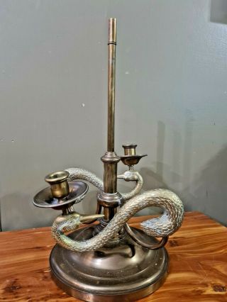 Chapman Heavy Brass Swans Lamp Base Only Parts For Restoration
