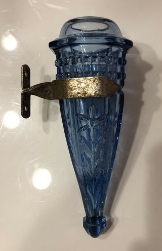 Antique Model A/t Sapphire Blue Glass Car Flower Vase W/ Holder