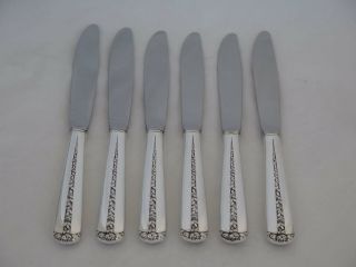 Set Of 6 Towle Sterling Silver Rambler Rose Large Dinner Knives