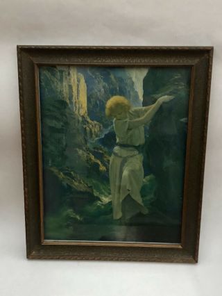 Maxfield Parrish,  " The Canyon " Print Vintage,  Period Frame 1924