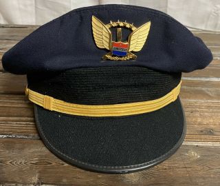 Vintage United Airlines Pilot Hat Cap Air Lines Superior Uniform Cap Co 7 1/8